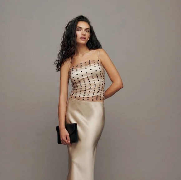 Reformation Amber Top in Champagne size 8 NWT - Picture 4 of 12